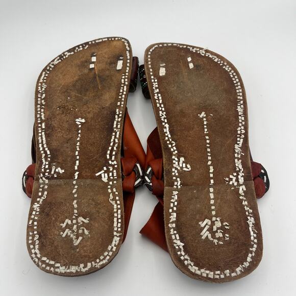 SandCruisers Men's Traditional Arabian Sandals Leather Beaded Size 9 - Picture 3 of 10